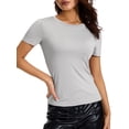 thumbnail image 2 of Gupgi Women Crop Top Basic Slim T-Shirts Summer Solid Color Tees, 2 of 9