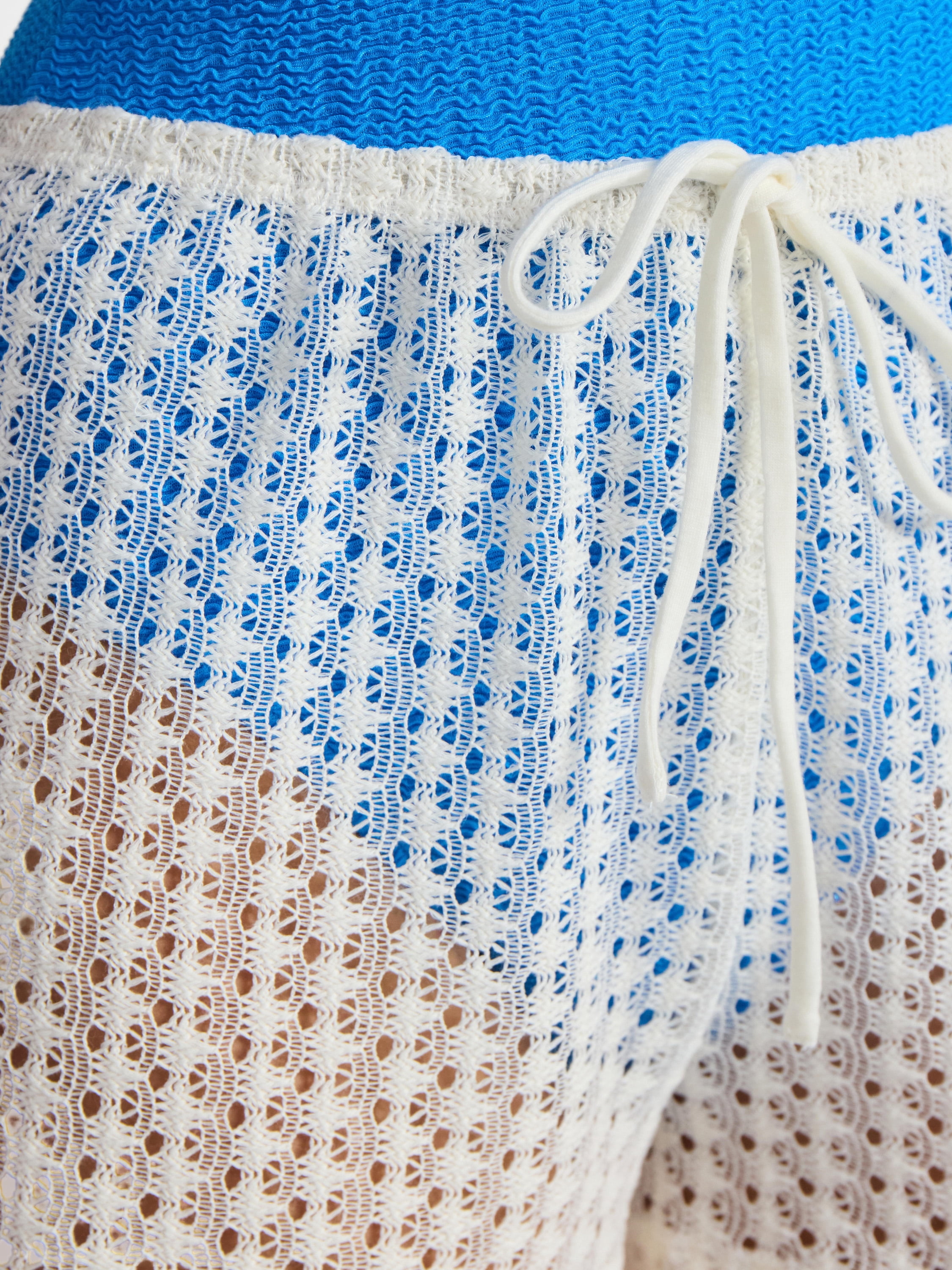 No Boundaries Crochet Drawstring Shorts Swim Coverup, Women’s