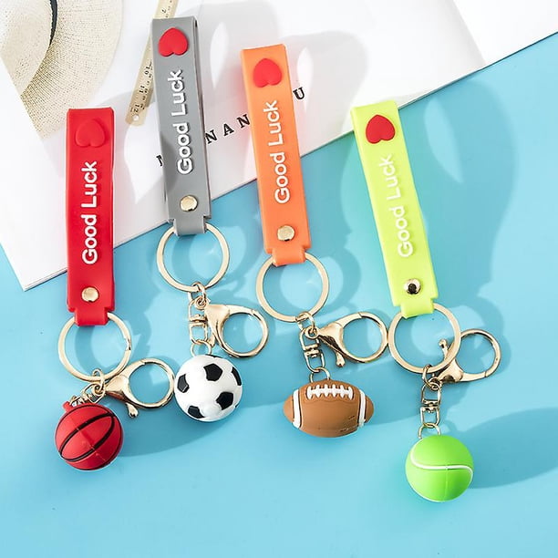 Tal 4 Uds. Llavero de bola de simulación de la Copa del Mundo, copa de epoxi, fútbol, baloncesto, Rugby, tenis, ventilador colgante, regalos deportivos