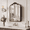 Black, variant on Jableast 16x24in Vintage Arched Medicine Cabinet with Mirror, Wall Mounted Bathroom Storage, Recessed/Surface Mount, Baroque Retro Design, Gold Beaded Border, Easy Install Vanity Cabinet