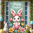 thumbnail image 5 of Bunny Theme Easter Banner Colorful Bows Bunny Backdrop Polka Dot Pattern Cute Design Happy Easter Background for Easter Party Spring Celebration Photo Backdrop, 5 of 8