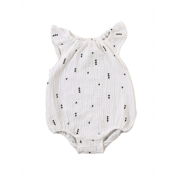 Wassery Newborn Girl Cartoon Printed Jumpsuit Flying Sleeve One-Piece Clothes Outwear Casual Romper 0-24M