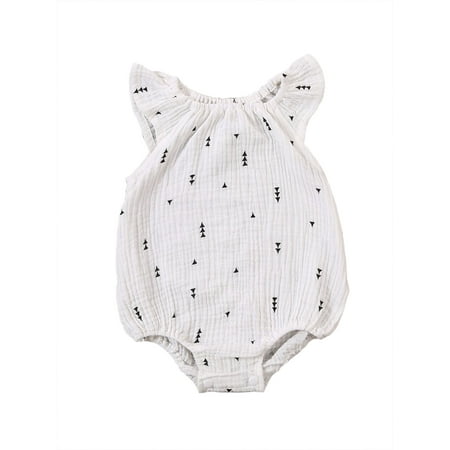 

Newborn Toddler Baby Girls Casual One-Piece Jumpsuit Cute Cartoon Printed Round Neck Flying Sleeve Romper Outwear