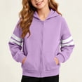 thumbnail image 6 of Wsyxszg Zip Up Hoodies for Girls Fall Striped Hooded Long Sleeve Sweatshirts Kids Trendy Relaxed Fit Everyday Jackets 5-14T, 6 of 8