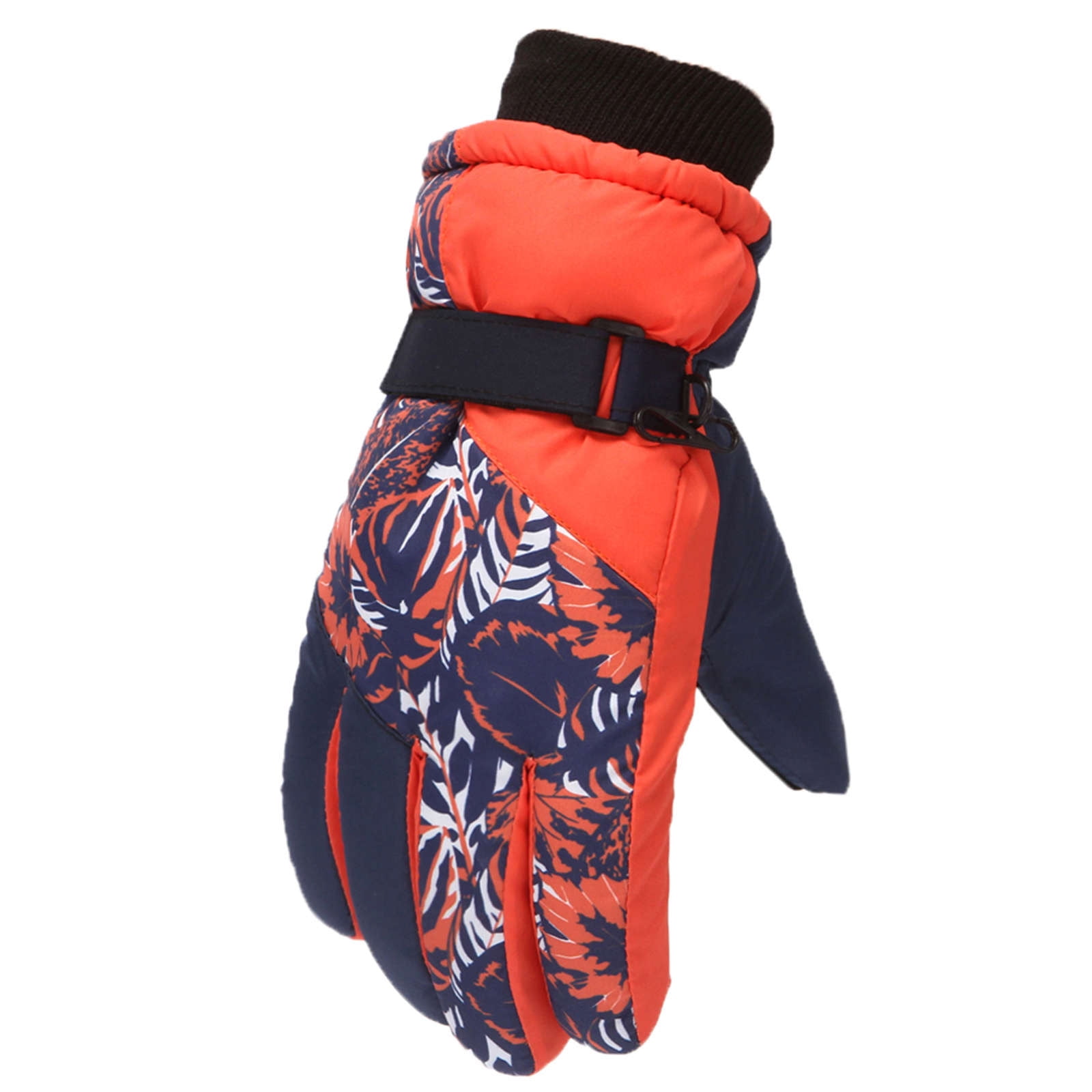 Winter Leather Gloves For Kids Boys Girls （4-8 years old) Snow Windproof Waterproof Mittens Outdoor Sports Skiing Riding Color Block Warm for Gifts