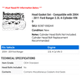 thumbnail image 2 of Head Gasket Set - Compatible with 2004 - 2011 Ford Ranger 2.3L 4-Cylinder VIN D 2005 2006 2007 2008 2009 2010, 2 of 2