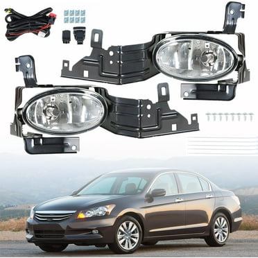 Genrics 2Pcs Front Bumper Fog Light Assembly with Switch Wiring Kit Replacement for 2011-2012 Accord Sedan