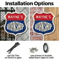 thumbnail image 3 of Wayne's Workshop 18 inch X 18 inch Shield Shaped Commercial Grade Plastic Sign Weather Resistant, UV Protected To last, Gift for Dads and Uncles Classic Americana Crafted in the USA, 3 of 7