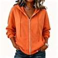 thumbnail image 2 of Zip Up Hoodies Women 2026 Spring Casual Long Sleeve Sweatshirts Fall Winter Track Jackets with Pockets Orange L, 2 of 5