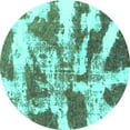 thumbnail image 1 of Ahgly Company Indoor Round Abstract Turquoise Blue Modern Area Rugs, 3' Round, 1 of 4