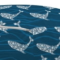 thumbnail image 2 of Fish Pouf Cover with Zipper, Ocean Whales in Flowering Details Deep Sea Aquatic Animals Marine Repetition, Soft Decorative Fabric Unstuffed Case, 30" W X 17.3" L, Night Blue and White, by Ambesonne, 2 of 3