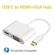 USB C to HDMI +VGA Adapter, CableCreation Type C to HDMI 4K VGA 1080P Converter, Compatible with MacBook Pro 2011 and Newer, Chromebook Pixel, XPS 13,Yoga 910, Surface Go, Galaxy S10
