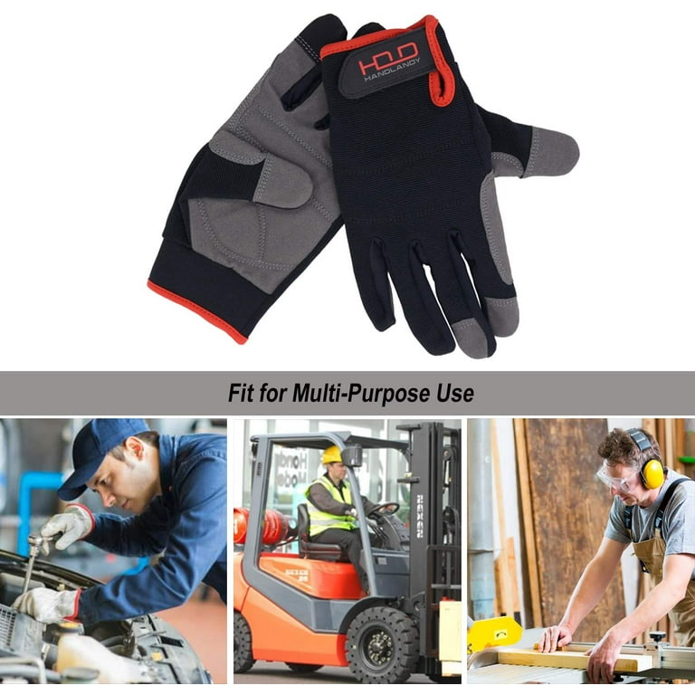 Handlandy Bundle - 2 Pairs Mens Work Gloves Touchscreen Warehouse Outdoor  Yard Glove