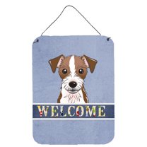 Caroline's Treasures BB1388DS1216 Jack Russell Terrier Welcome Wall or Door Hanging Prints, Blue, 12x16, multicolor