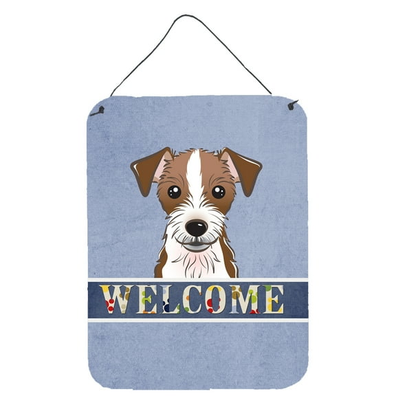 Caroline's Treasures BB1388DS1216 Jack Russell Terrier Welcome Wall or Door Hanging Prints, Blue, 12x16, multicolor