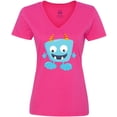 thumbnail image 3 of Inktastic Cute Monster, Little Monster, Blue Monster, Horns Women's V-Neck T-Shirt, 3 of 5