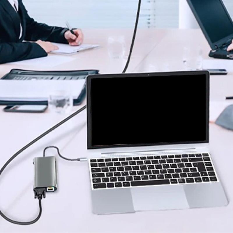 BQBQERT Aluminum Alloy 11 Port USB C Docking Station Supports 4K HDTV Fast Data Transfer 100W Charging For Laptop