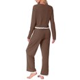 thumbnail image 3 of INSPIRE CHIC Women's Pajama Sets Long Sleeve Crewneck Elastic Waistband Lounge Sets with Pockets XL Brown, 3 of 6