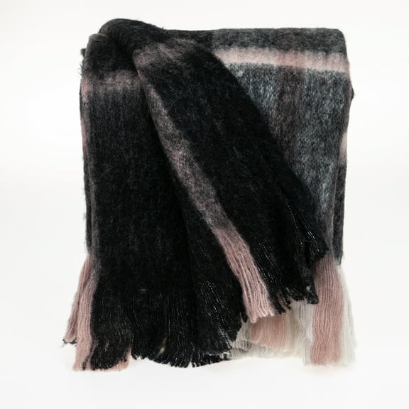 Parkland Collection Cabino 67x52" Plaid Fabric Throw Blanket in Black/Gray