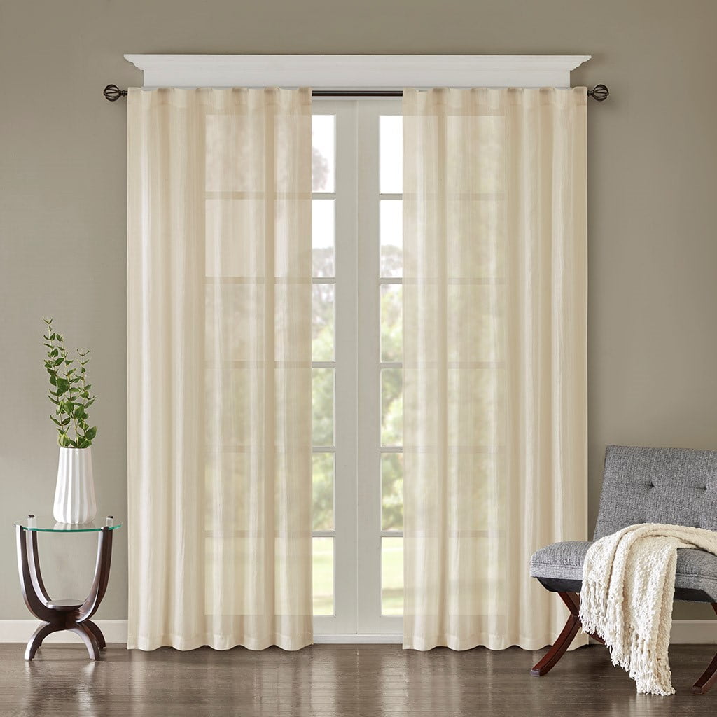 MAYEERTY 2 Pcs Solid Crushed Curtain Panel Pair