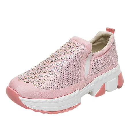 

Ichuanyi Womens Shoes Clearance Women s Breathable Rhinestone Sneakers Slip On Shoes Women Casual Shoes