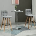 thumbnail image 2 of HOMCOM Bar Stool Set of 2 Upholstered Kitchen Stool w/ Wood Legs, Grey, 2 of 10