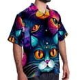 thumbnail image 2 of Cat Men's Spread Collar Poplin Beach Shirts - Casual Printed Button Down Short Sleeve Summer Tops for Unisex, 2 of 6
