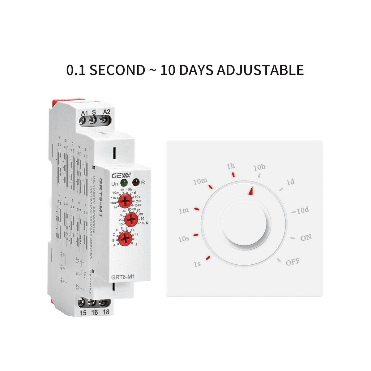 3X GRT8-M1 On Off Time Delay Relay 16A AC/DC12V-240V Multifunction Din Rail Automatic Timer Relay,3 x Timer Relay 3 x DIN rail mounting,White