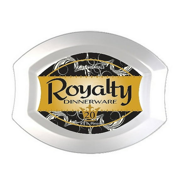 Royalty Prem Plast Des Plate Clear 20 Pc - Party Supplies - 20 Pieces