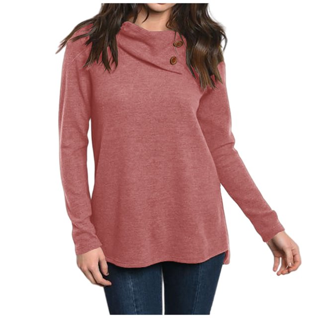Camiseta informal de manga larga con botones y cuello suelto para mujer Fridja bvmnju2794
