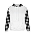 thumbnail image 6 of Momasggi Mens Big and Tall Hoodies Fall Winter Fleece Lined Pullover Tops Plaid Color Block Sweatshirt Drawstring Long Sleeve Hooded Sweatshirts Oversized Hoodie with Pockets Black 2XL, 6 of 6