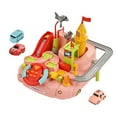 thumbnail image 2 of Conjunto de vehículos de juguete, 6 configuraciones, pista de carreras, juego de aventuras de coches para divertirse. rosa, 2 of 9