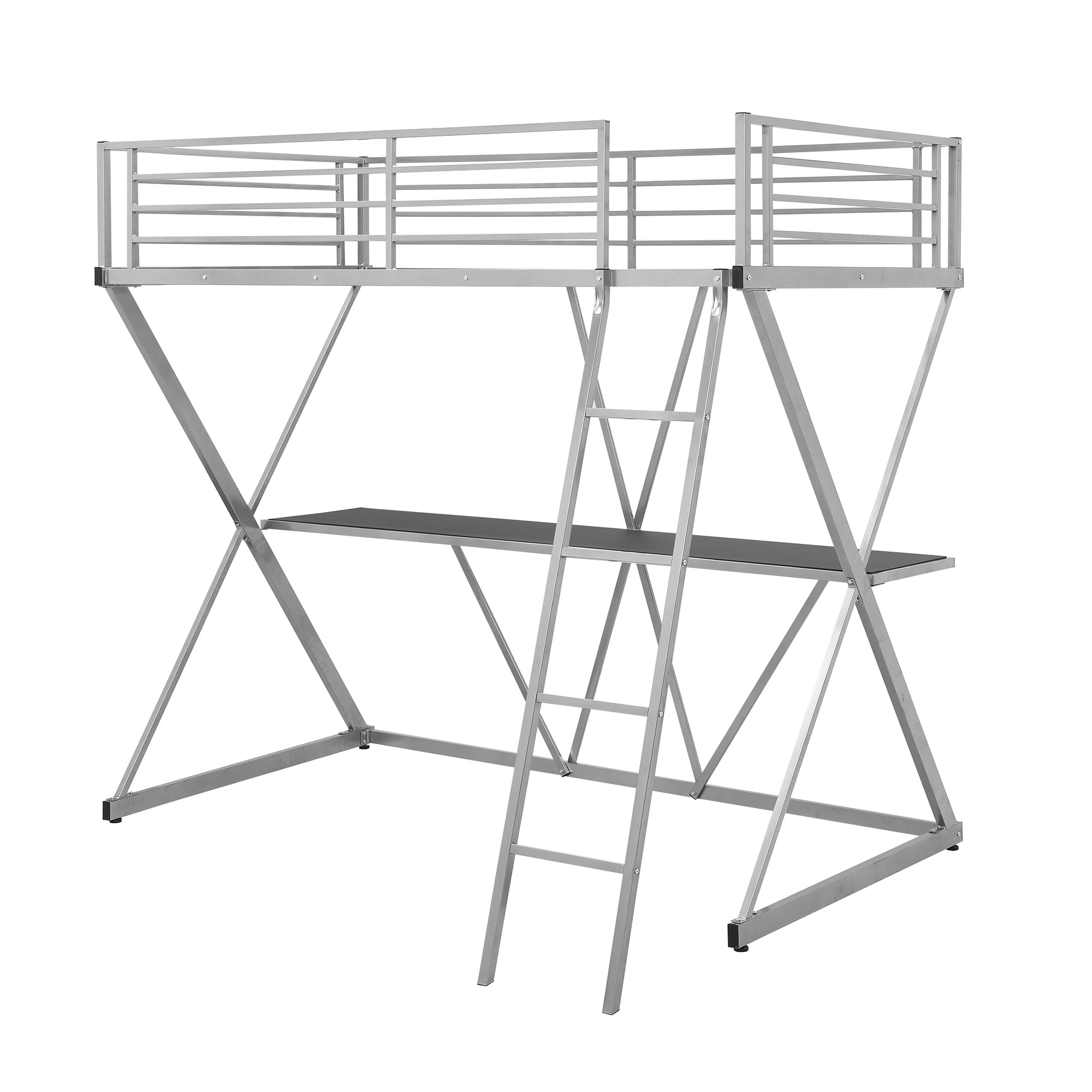 Loft Bed No Spring Box Needed for Family Study Room Boys & Girls Twin