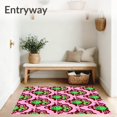 thumbnail image 3 of ODIKA 3'x5' Machine Washable Non-Slip Area Rug, Holiday Mischief Cat with Interlocking Baubles High Traffic Rug with Pad, Pink, 508943, 3 of 8