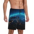 thumbnail image 2 of Pofeuu Planet Earth Print Men's Soft Woven Elastic Waistband Sleep Pajama Short-Large, 2 of 6