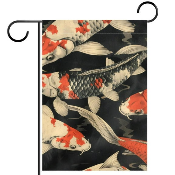 Fish. Koi Carp Double Sided Garden Flag Decorative Weather Resistant Yard Flag, Large DIY Vertical Flag for Farmhouse Patio Lawn, 28x40 Inch