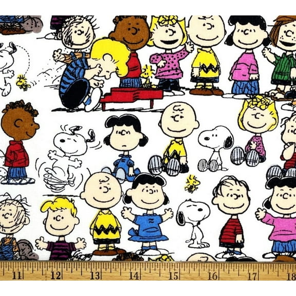 1 Fat Quarter - Peanuts Snoopy Charlie Brown Linus & All the Gang Cotton Fabric - 18" X 21"