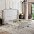 thumbnail image 2 of VanAcc Full Platform Bed Frame 51.2" High Headboard Tall Upholstered Bed/No Box Spring Required/Wood Slat Support/Easy Assembly White, 2 of 7