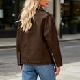 thumbnail image 4 of IUYRTFE Women's Faux Leather Moto Jacket Zip Up Lapel Collar Motorcycle Biker Coat with Pockets, 4 of 5