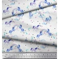 thumbnail image 2 of Soimoi White Rayon Fabric Unicorn & Rainbow Nature Printed Fabric 1 Yard 56 Inch Wide, 2 of 5