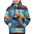 thumbnail image 4 of KLL Colorful Underwater Sea Turtle Print Mens Hoodie Long Sleeve Casual Pullover Hooded Sweatshirt Fashion Drawstring Hoodies with Pocket-XX-Large, 4 of 6