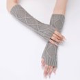 thumbnail image 5 of PMVFHDE Autumn Winter Knitted Fingerless Gloves Women Short Style, Warm Arm Sleeves for Cold Season Grey,One Size, 5 of 6