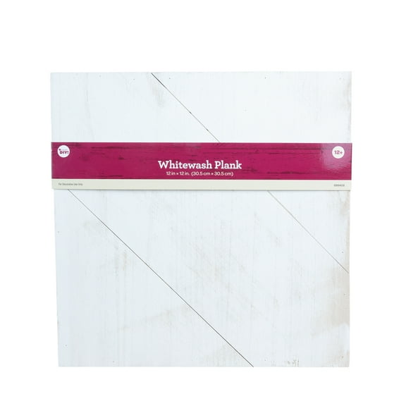 Cousin DIY Whitewashed Diagonal Wood Plank Sign, Modern Farmhouse Style, 12"X12"X1"