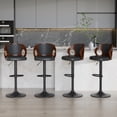 thumbnail image 2 of VECELO Bar Stools Set of 4, Mid-Century Modern Adjustable Swivel Barstools with PU Leather Upholstery Walnut Bentwood Back & Footrest, Black, 2 of 8
