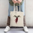 thumbnail image 2 of Vibrant Canvas Tote Bag with Artistic Bird in Design Flowing Red Fabric Perfect for Shopping Travel and Parties, 2 of 4