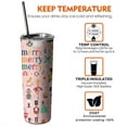 thumbnail image 6 of 20oz Pink Christmas Nutcracker Pattern Skinny Tumblers Stainless Steel Tumbler with Lid and Straw,Vacuum Insulated Double Wall Travel Tumbler Cups with Cleaning Brush for Coffee,Tea, 6 of 6