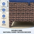 thumbnail image 6 of PARKWELL Outdoor Patio Ottoman Set of 2,All Weather Rattan Wicker Footstool Footrest Seat with No-Slip Cushions for Porch Balcony Backyard,Brown/Blue, 6 of 8