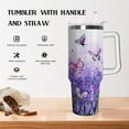 thumbnail image 3 of 40 Oz Butterfly Tumbler with Handle Lid and Straw,Purple Butterfly Tumbler Water Bottle Travel Coffee Cup Mug,Butterfly Gifts for Women Mom Daughter Girlfriend Teenage Girls Bridesmaid, 3 of 6
