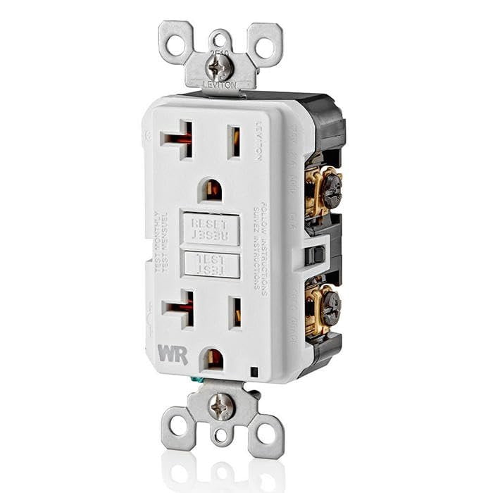 leviton gfwr2-w self-test smartlockpro slim gfci weather-resistant receptacle with led indicator, 20 amp, white