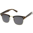 thumbnail image 2 of zeroUV Unisex Premium Half Frame Horn Rimmed Sunglasses with Metal Rivets (Tortoise-Gold / Smoke) - 50mm, 2 of 4